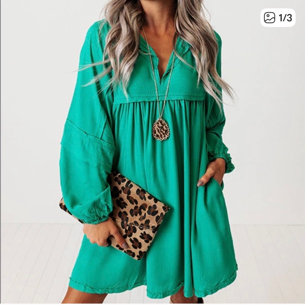 Impressions boutique teal collared shift dress